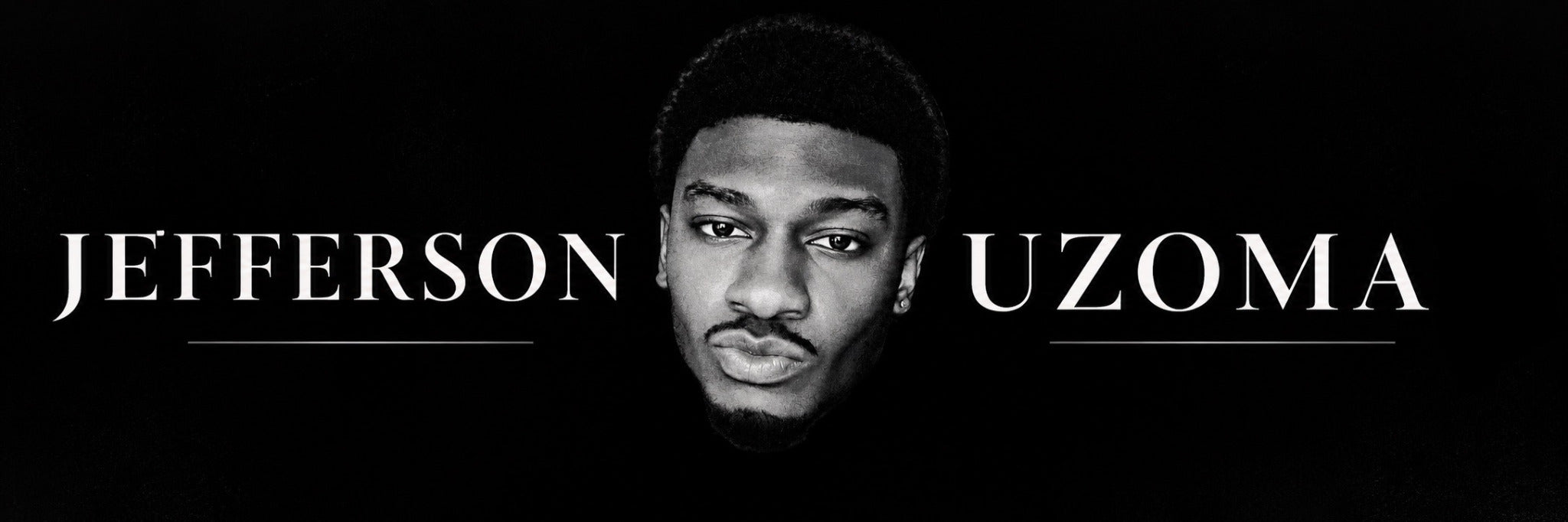 Jefferson Uzoma black-and-white brand masthead